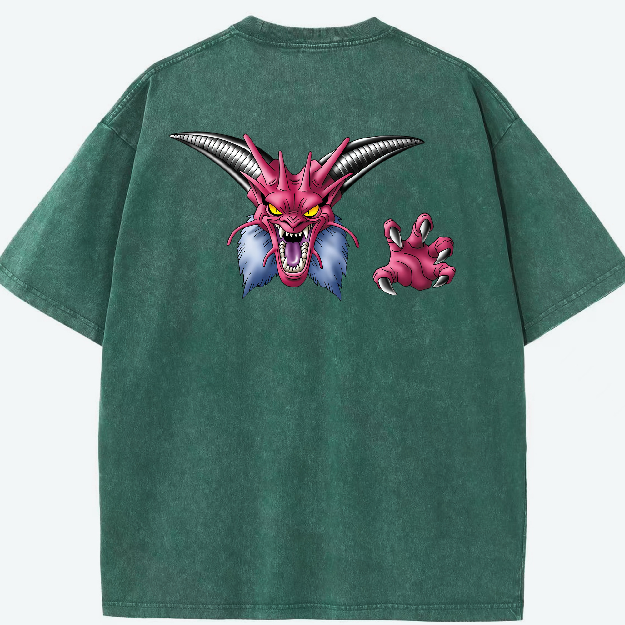 （画像用） ドラゴンクエスト Doragon Kuesuto Dragon Quest 綿100% ヴィンテージ風 半袖Tシャツ（背面プリント）
